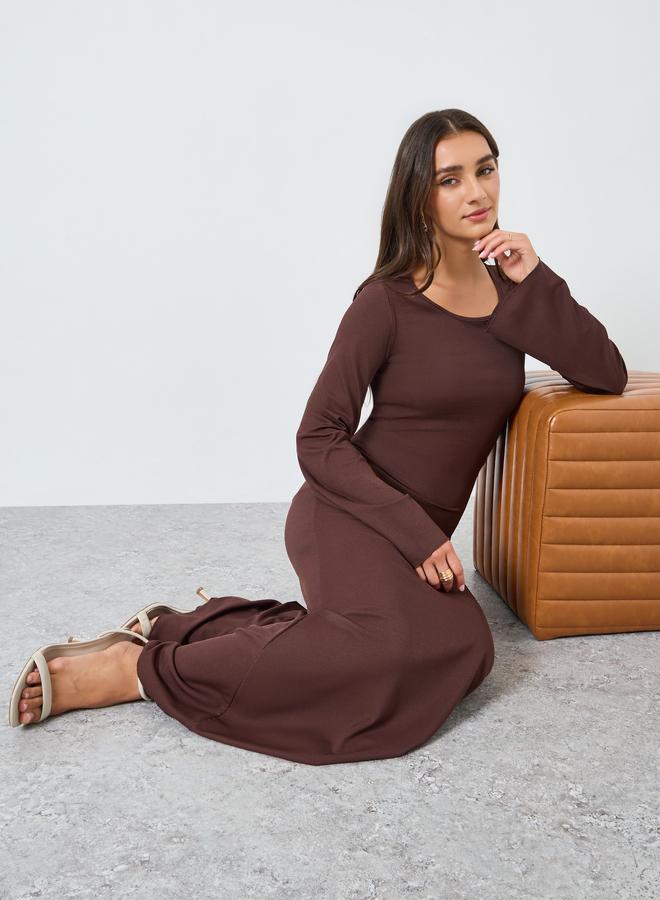 ستايلي فستان طويل ضيق بياقة دائرية - Image 5